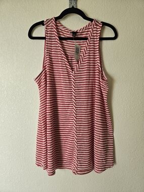 torrid Red & White Striped V-Neck Tank